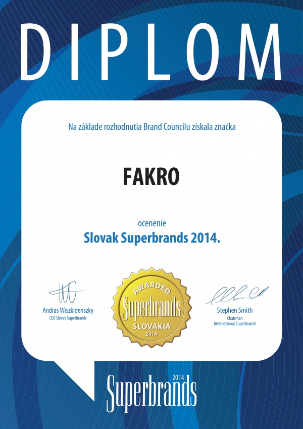 FAKRO conquista il premio  Superbrands 2014 in Slovacchia